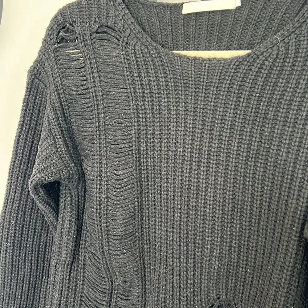 NWT One Grey Day Los Angeles Distressed Cyrus Pullover in Black Size Small - Picture 3 of 8